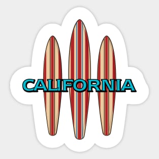 California with Three Surfboards Sticker